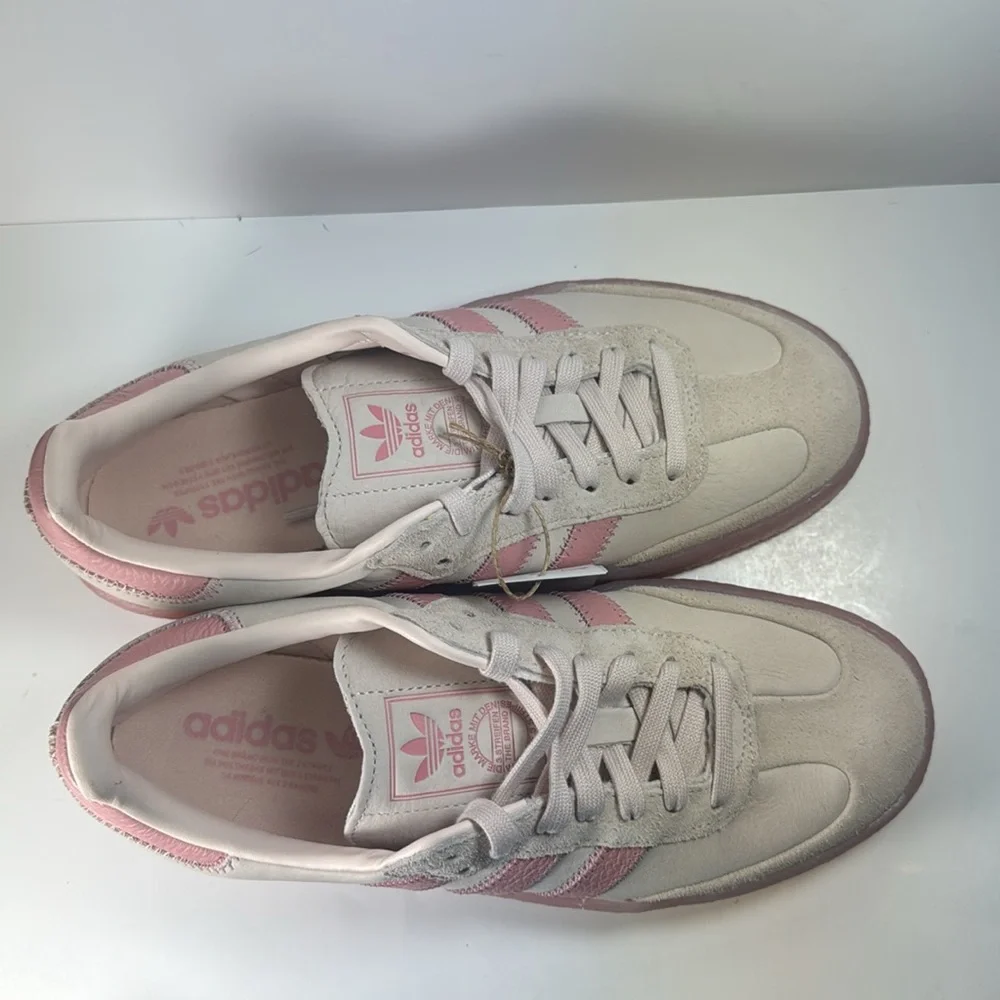 Adidas Sambae Wonder Quartz Women's Size 8.5 Cream Pink Leather Suede Sneakers - Picture 5 of 12